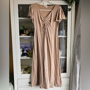 Max Studio Women's Cinched Front Flutter Sleeve Midi Dress Size Small